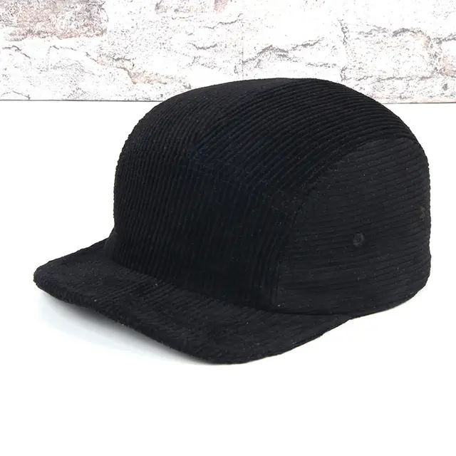 Pure Cotton Corduroy Five panel Cap Short Brim 5 panel Baseball Cap Black - Shop at LoveMi