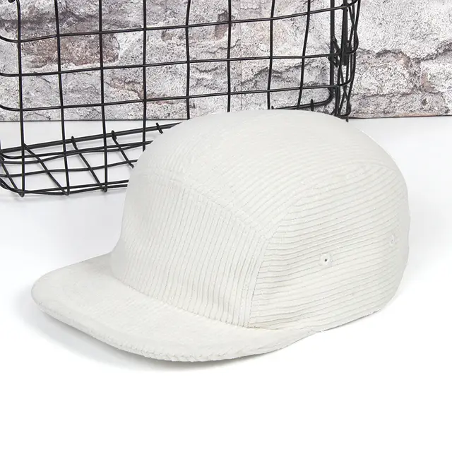 Pure Cotton Corduroy Five panel Cap Short Brim 5 panel Baseball Cap White - Shop at LoveMi