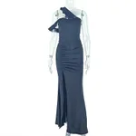 Elegant Women's Solid Color Irregular Slit Skirt - Black