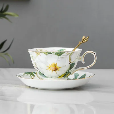 Light Luxury Coffee Cup Set High value European Style British Camellia - Shop at LoveMi
