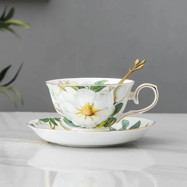 Light Luxury Coffee Cup Set High value European Style British Camellia - Shop at LoveMi
