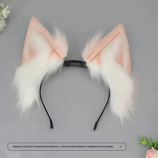 Detachable Cat Ear Headband With Beast Ear Accessory Animal Ears Pink And White - Shop at LoveMi