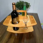 Outdoor Portable Picnic Wine Rack Detachable Table Basket - Sycamore - View 1