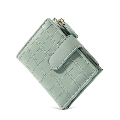 Simple Retro Solid Color Zipper Clasp Mini Short Wallet Gray - Shop at LoveMi
