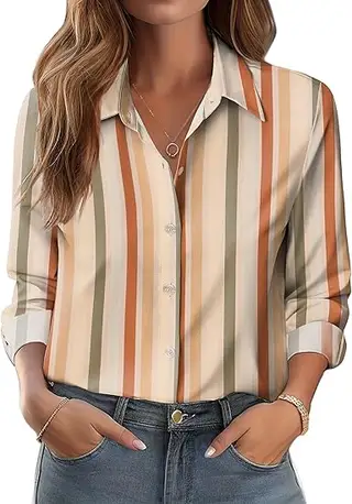 Women's European And American Versatile Printed Casual Lapel Long-sleeve Shirt - C13