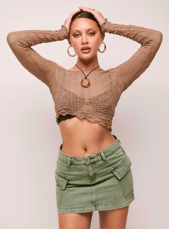 Women's Solid Color Casual Elegant Denim Mini Skirt Green - Shop at LoveMi