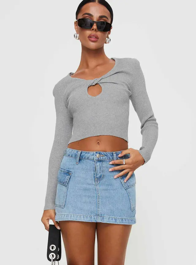Women's Solid Color Casual Elegant Denim Mini Skirt Light Blue - Shop at LoveMi
