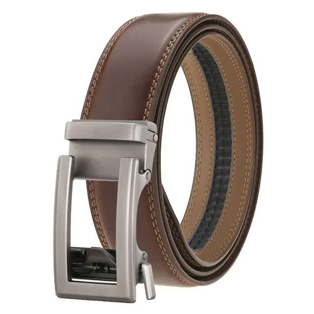 Men's Genuine Leather Belt Alloy Youth Business Bright Brown - Shop at LoveMi