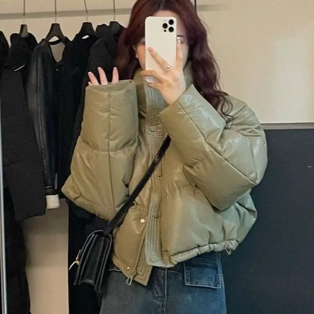 New Winter Thickened Stand collar Short Women's Coat Green - Shop at LoveMi