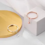 Simple Adjustable Smooth Chain Bead Ring - Rose Gold
