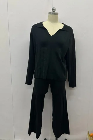 Autumn New Solid Color Line Pattern Slim Lazy Style Suit For Women - Black