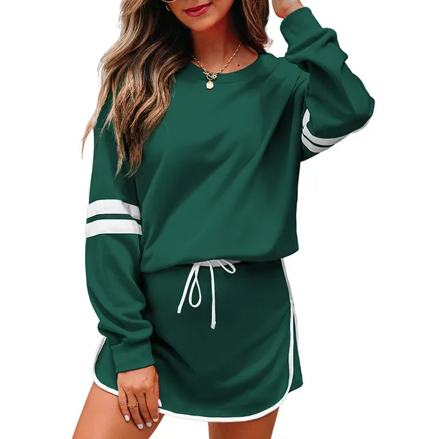 Loose Long Sleeve Women's Versatile Printed Dress Two piece Set Lc631312P2509 - Shop at LoveMi