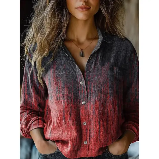 Retro Print Long Sleeve Casual Shirt Zvz5932 - Shop at LoveMi