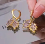 Leaf Flash Design Niche Fashion Versatile Elegant Women's Earrings - Purple