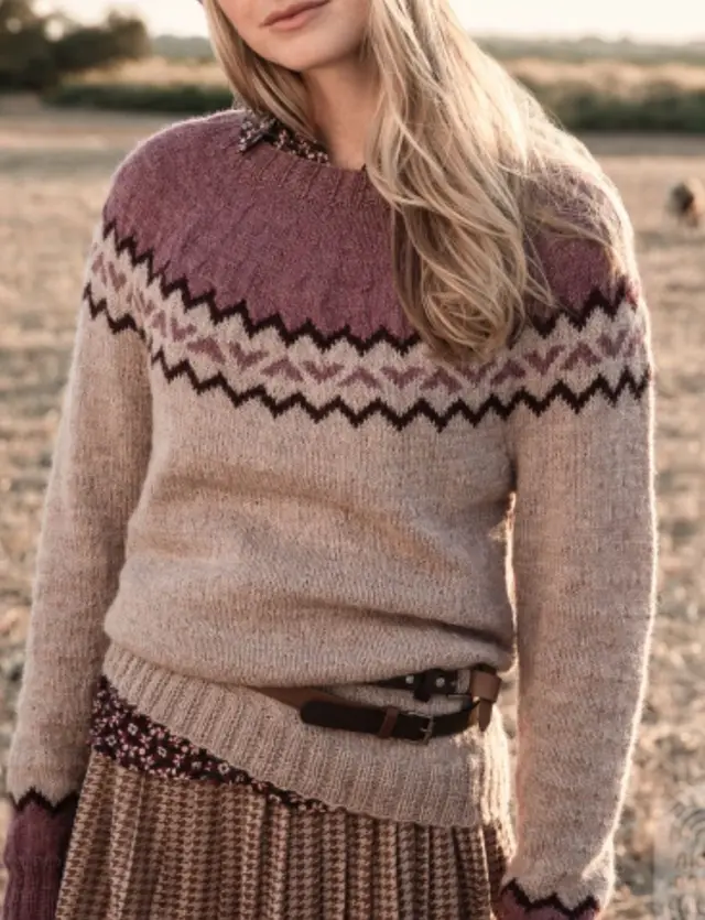 Women's Round neck Color block Loose Sweater Hikoi 5417447 - Shop at LoveMi