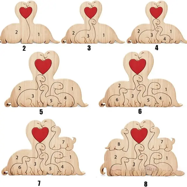 Wooden Dinosaur Surname Puzzle Festival Gift Home Decoration Ornament Color On The Picture - Shop at LoveMi