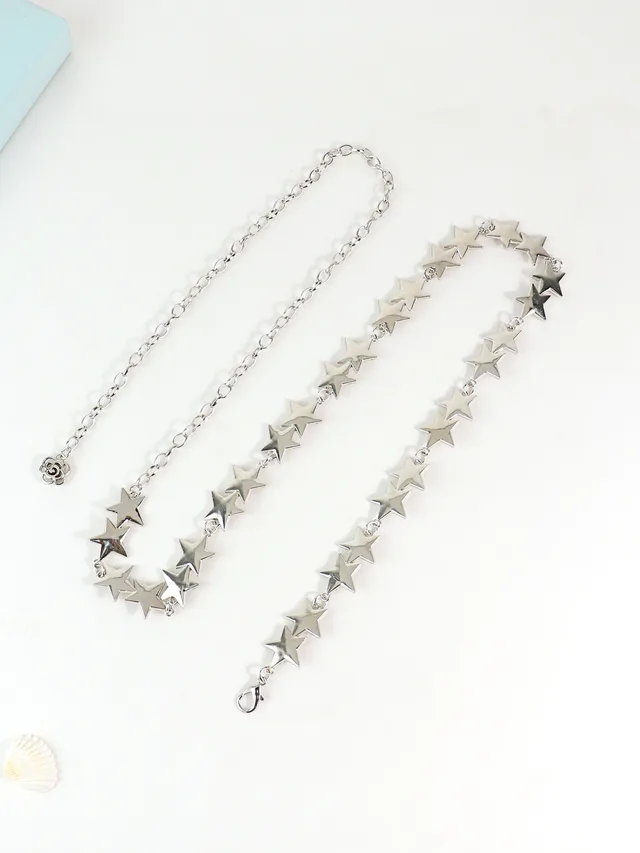 New Retro Metal Star Waist Chain Women's Accessory Silver - Shop at LoveMi