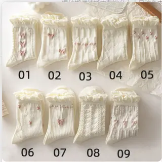 White Lace-trimmed Mid-calf Thin And Cute Japanese-style School Stockings - Style3