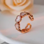 Fashionable Real Gold-Plated Exquisite Mother-of-Pearl Heart Ring - Rose Gold
