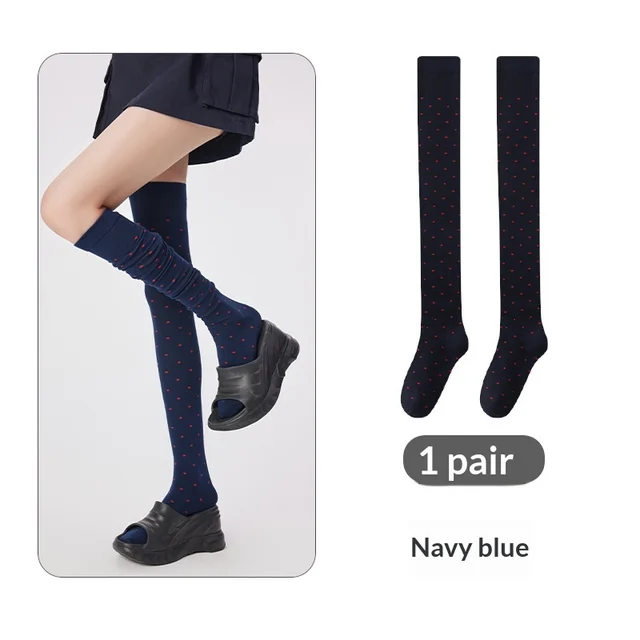 Women's Knee high Casual Polka dot Stockings Purplish Blue - Shop at LoveMi