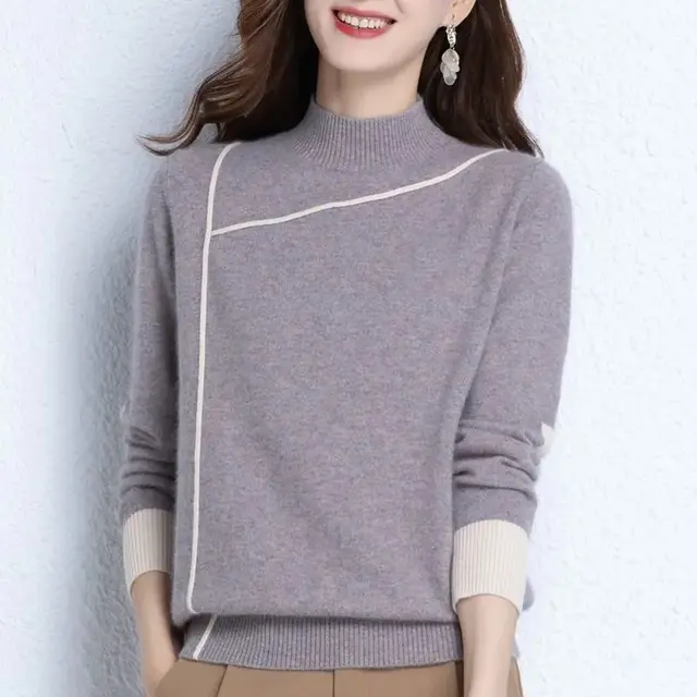 Women's Solid Color Turtleneck Pullover Long Sleeve Sweater Camel - Shop at LoveMi