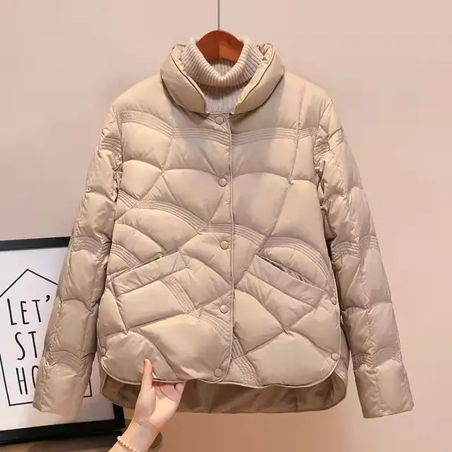 Women's Stand up Collar Lightweight Thin Stylish Jacket Khaki - Shop at LoveMi