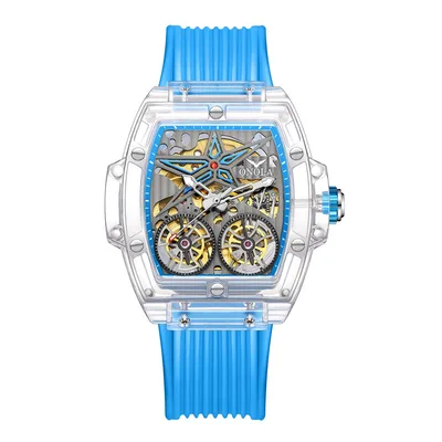 Men's Silicone Dual movement Casual Watch Translucent Blue - Shop at LoveMi