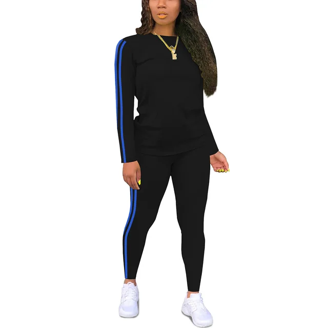 Women's Round neck Long sleeve Top And Pants Two piece Set Color632 - Shop at LoveMi