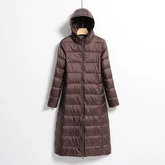 Lightweight Hooded Long Below the knee Slim fit Coat Brown - Shop at LoveMi