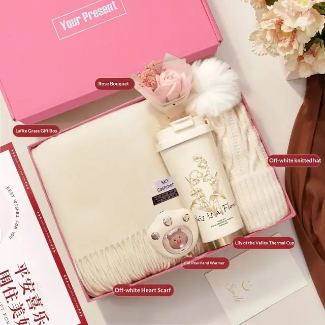 Scarf Thermos Hand Warmer And Glove Set Gift Box Set4 - Shop at LoveMi