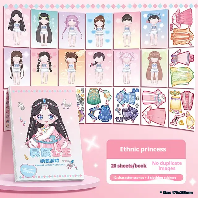 Cute Puzzle Cartoon DIY Sticker Book For Dress Up National Princess - Shop at LoveMi