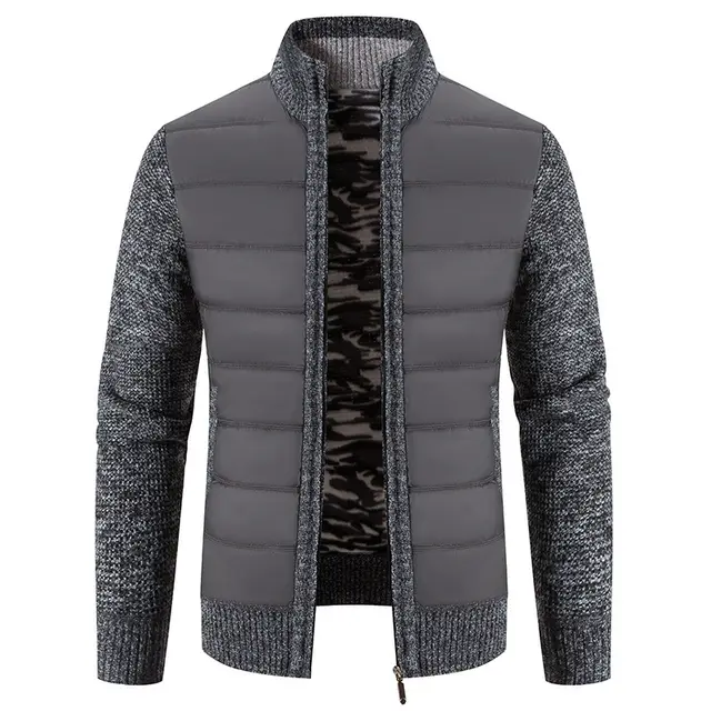 Men's Cardigan Sweater Stand Collar Sweater Coat Dark Gray - Shop at LoveMi