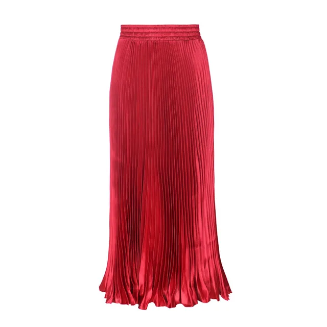 Draped Elastic waist Versatile Figure flattering Sophisticated Elegant Solid color Maxi Skirt Default - Shop at LoveMi