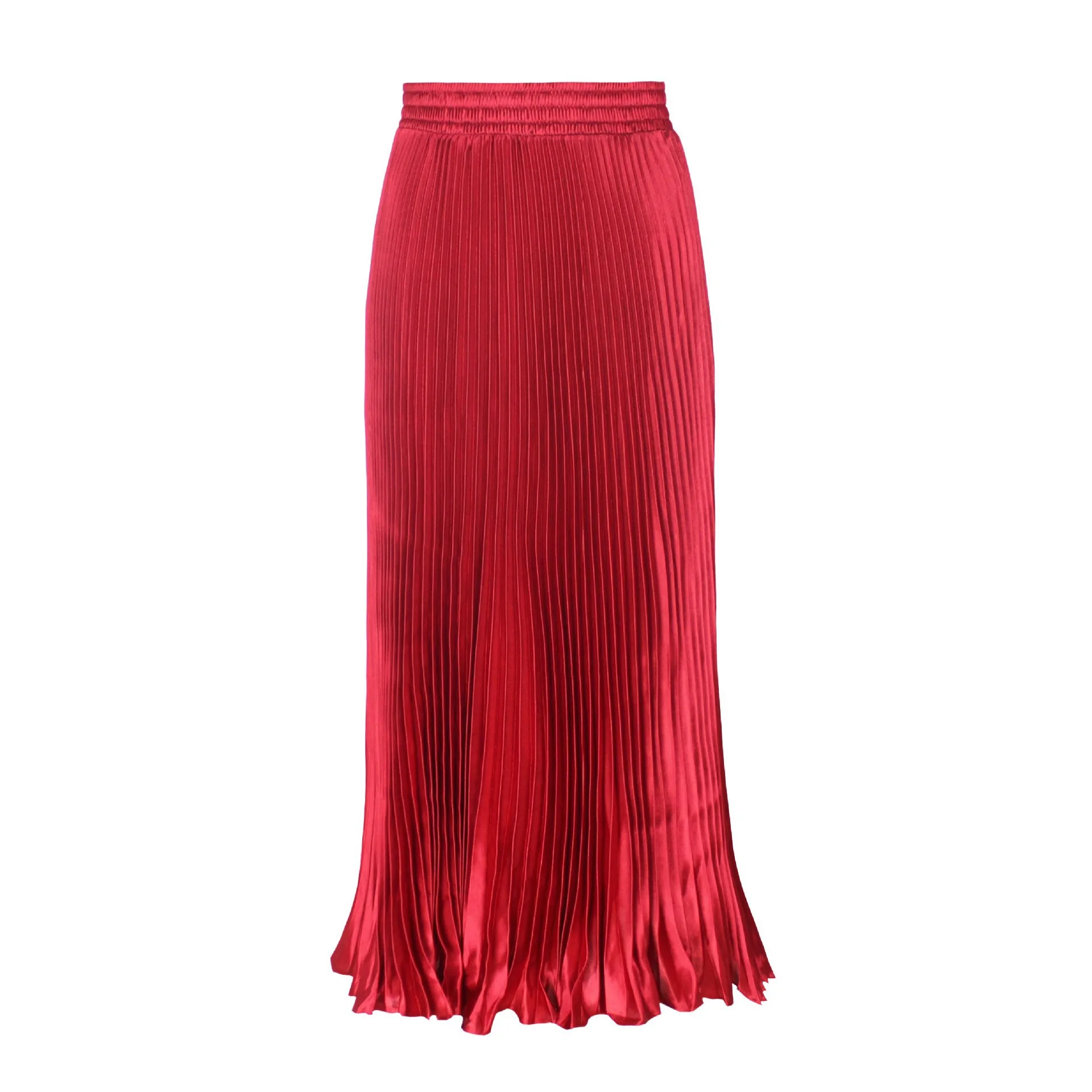 Draped Elastic-waist Versatile Figure-flattering Sophisticated Elegant Solid-color Maxi Skirt