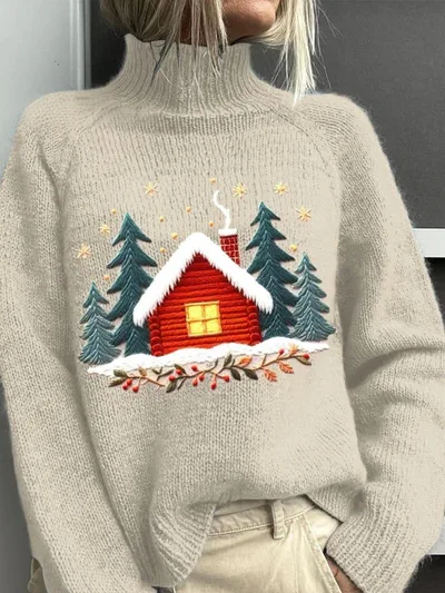 AutumnWinter Christmas Long Sleeve Turtleneck Hoodie With Lapel Collar Xxs - Shop at LoveMi