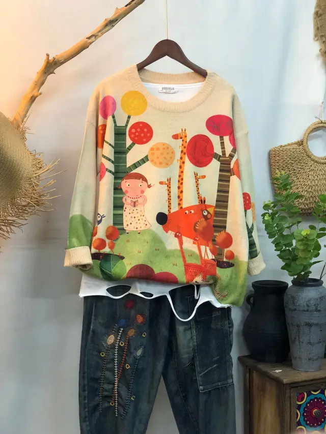 New Women's Loose fitting Round neck Sweater For Outerwear T394 - Shop at LoveMi