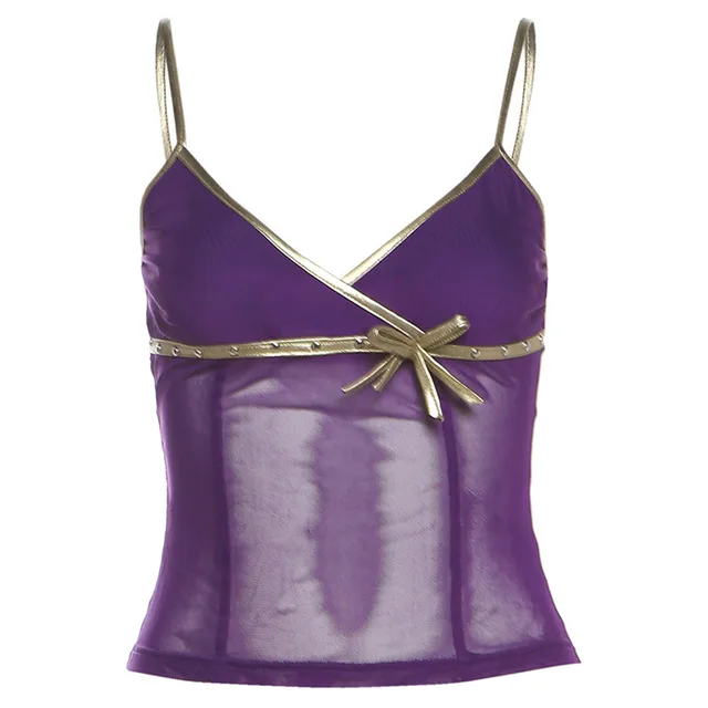 Solid color Slim fit Street style Sleeveless Backless Tank Top For Women Purple - Shop at LoveMi