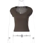 Women's Fashionable Slim-fit Cropped Top - Brown