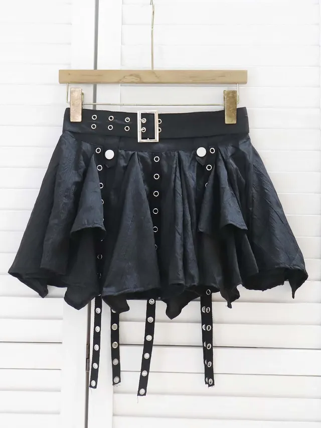 Irregular Ribbon South Korean Dongdaemun Women's Wear Ruffled Pleated Tutu Skirt Black - Shop at LoveMi
