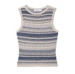 Women's Casual Striped Knitted Sleeveless Top - Picture Color-M - View 1