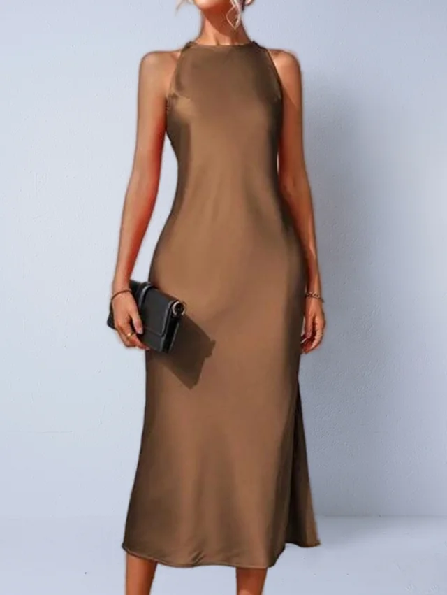 Best Selling Women's Satin Dress Brown - Shop at LoveMi