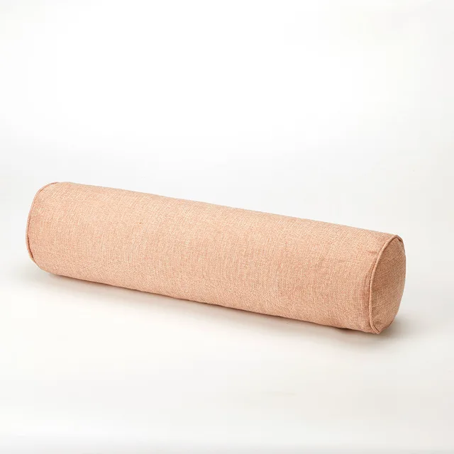 Solid color Cotton linen Cylindrical Backrest Cushion For Office Sofas Leather Pink - Shop at LoveMi