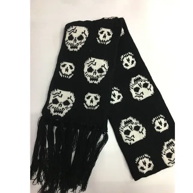 Thickened Thermal Knitted Scarf With Skull Design Big And Small Ghost Head - Shop at LoveMi