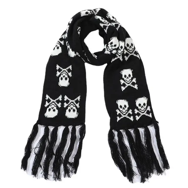 Thickened Thermal Knitted Scarf With Skull Design Little Ghost Head - Shop at LoveMi