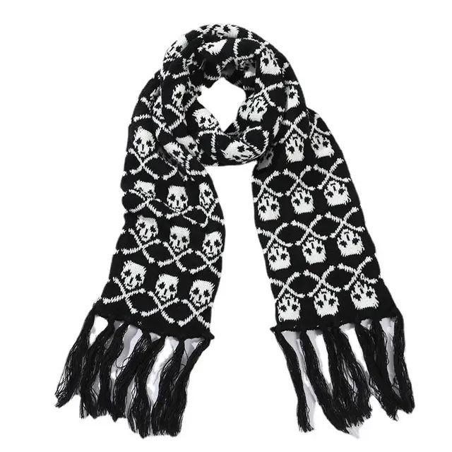 Thickened Thermal Knitted Scarf With Skull Design Multiple Ghost Heads - Shop at LoveMi