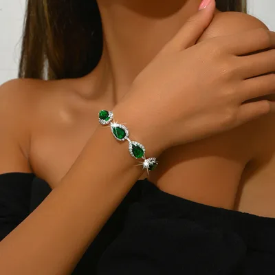 Affordable Luxury Rhinestone Zircon Bracelet For Women Silver Green - Shop at LoveMi