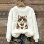 3D Digital Printed Flannel Christmas Women's Crew-Neck Sweater - Mfh243873Lyj35