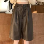 Women's High-waisted Loose-fit Casual Figure-flattering Wide-leg Pants - Coffee