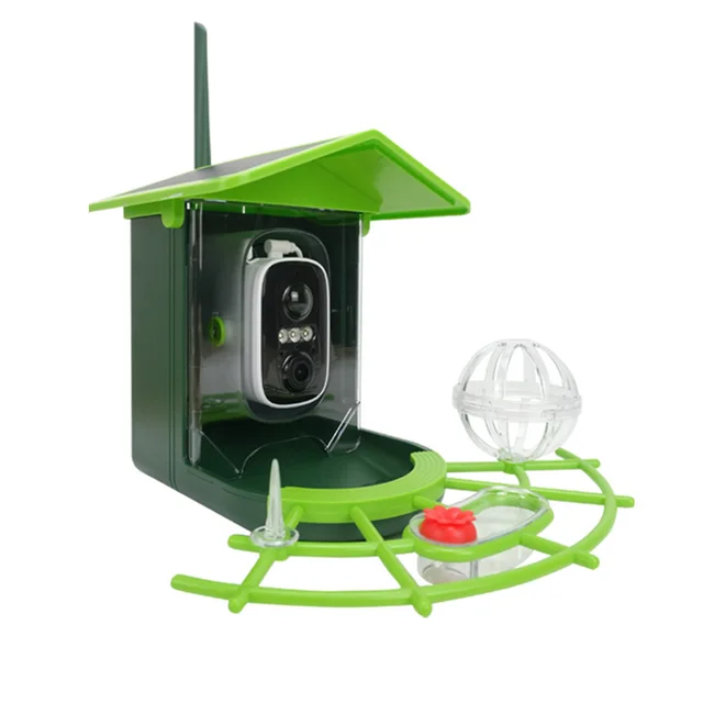 Smart Recognition Birdwatching Feeder With Camera And Solar Power Green - Shop at LoveMi