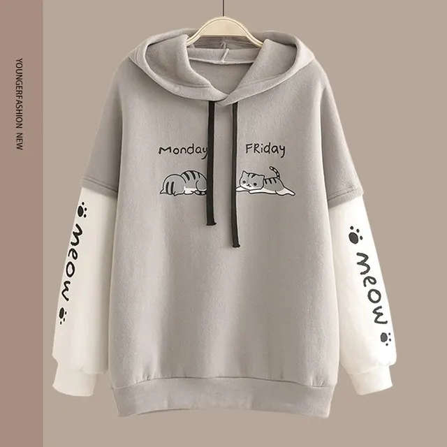 Spring Women's Clothing Student Hoodie Set Preppy style Straight leg Pants Gray - Shop at LoveMi